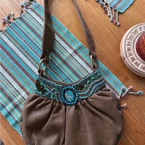 Vintage Brown Beaded Women's Bag